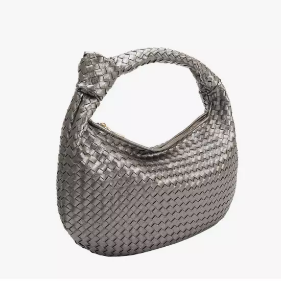 Melie Bianco Brigitte Large Satchel Recycled Vegan Woven Knot Bag Anthropologie!