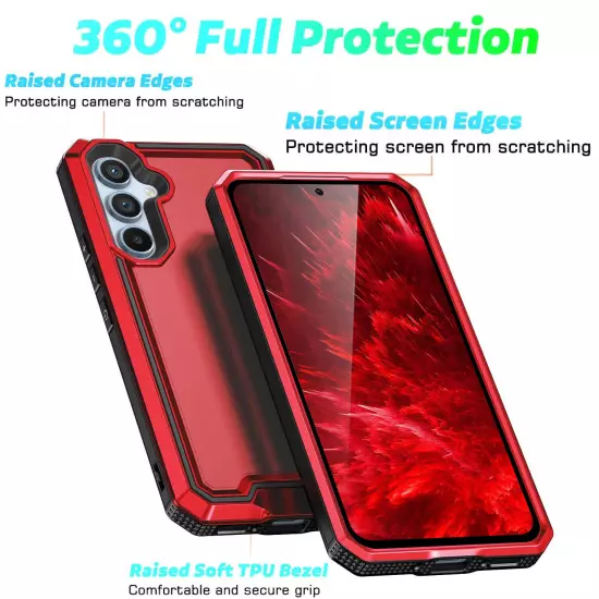 For Samsung Galaxy A14 A15 A54 5G Case PC+TPU Shockproof Cover +Tempered Glass