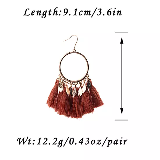 Fashion Women Bohemian Earrings Long Tassel Fringe Drop Dangle Ear Stud Jewelry