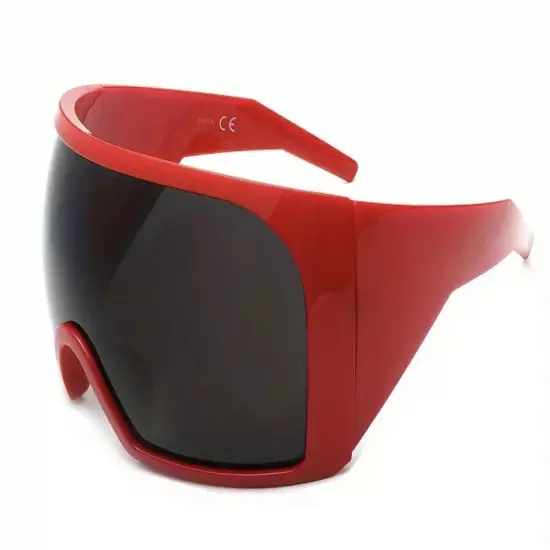 OVERSIZED Futuristic Wrap Around Face Shield Party Raver SUNGLASSES Huge Frame