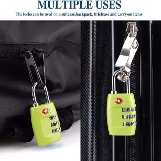 TSA Luggage Locks (4Pack) - 3 Digit Combination Padlocks - Approved Travel Lock 