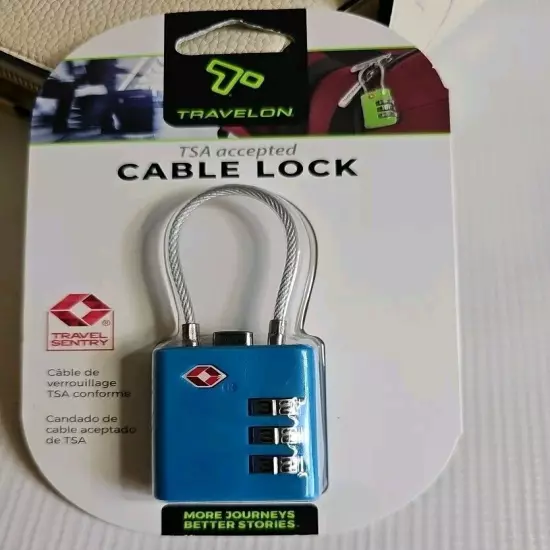 Travelon TSA Accepted 3 Digit Cable Combination Luggage Lock Aqua