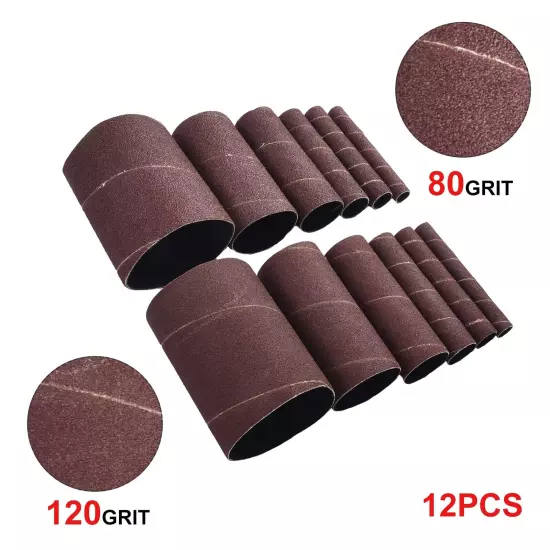 12 X 4.5in Sanding Drum Sleeves Kit Sanding Paper Drum Polishing Tools 80# 120#