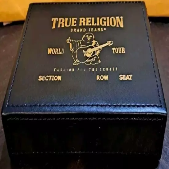  TRUE RELIGION WORLD TOUR brand Wallet genuine leather BLACK soft bifold 