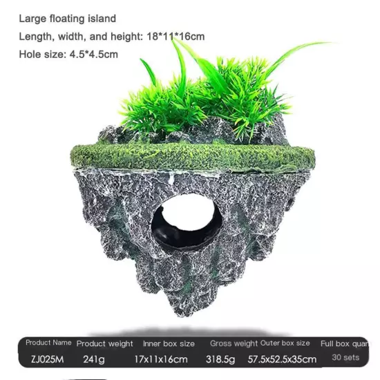 Aquarium Ornament Rockery Hiding Mountain Cave Home Fish Tank Decor ResinฅGIFT