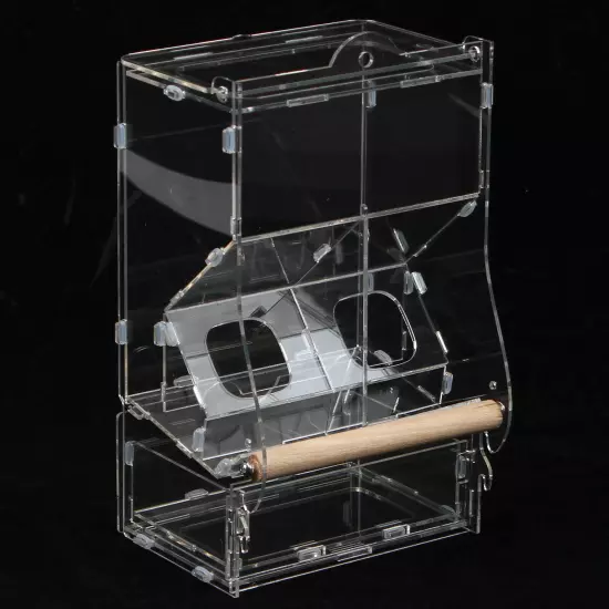 Automatic Parrot Bird Cage Feeder Clear Acrylic Cage Double Hopper Non-slip