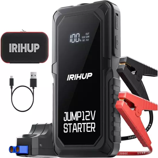 Jump Starter 2000A Peak, Car and Jumper Cables(Up to 8L FC600PRO 