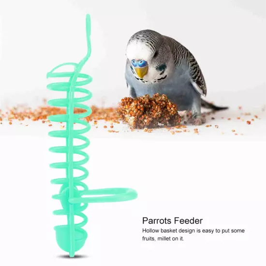 Parrots Feeder Basket Plastic Food Fruit Feeding Perch Stand Holder