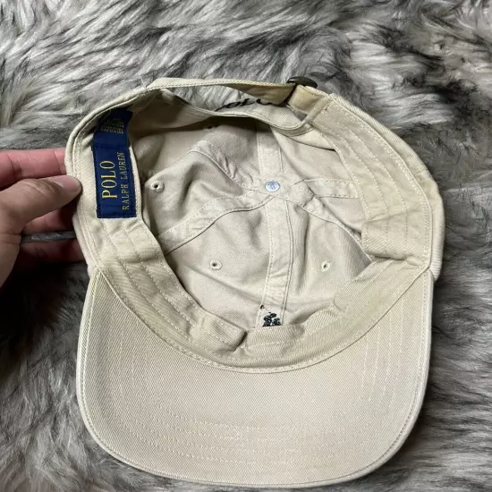 Polo Ralph Lauren Hat Cap Strap Mens Beige Pony Adjustable Preppy Golf DAD