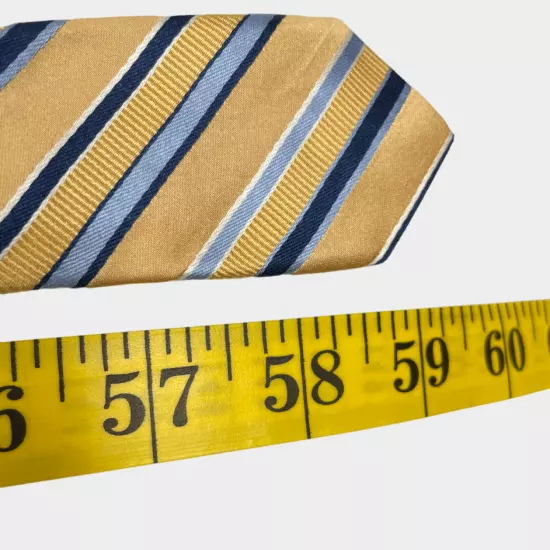 Croft & Barrow Yellow Gold Blue Striped Regimental Silk Necktie Tie 3.5" x 59"