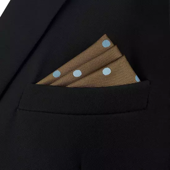 S&W SHLAX&WING Necktie Set for Men Brown with Blue Dots for Suits Elegant 63"