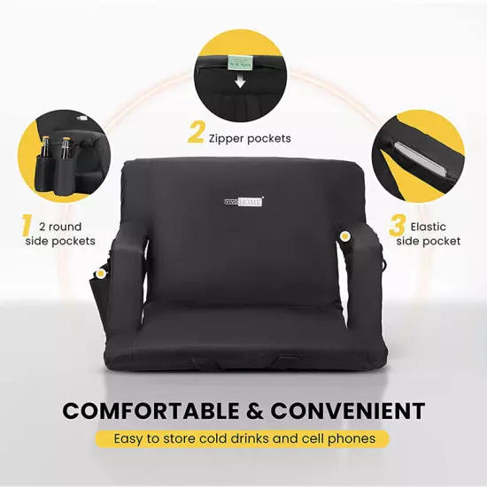 4x 20inch Stadium Seat Competition Bleacher Chair Cushion 6 Reclining Positions