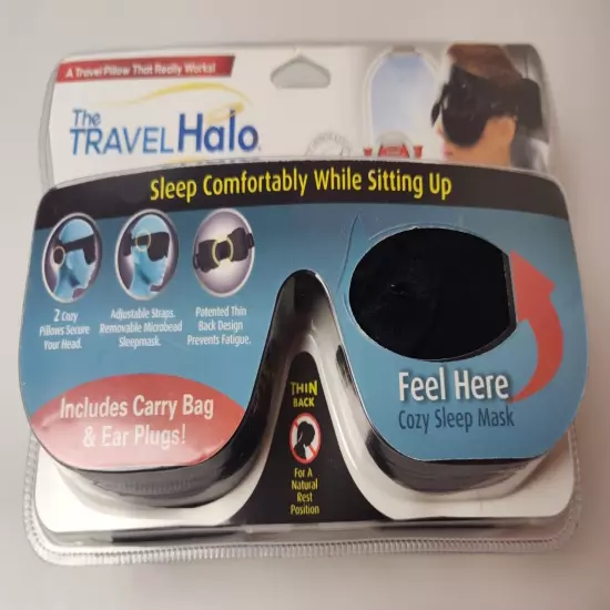 The Travel Halo Pillow, Eyemask & Ear Plugs with Carry Bag