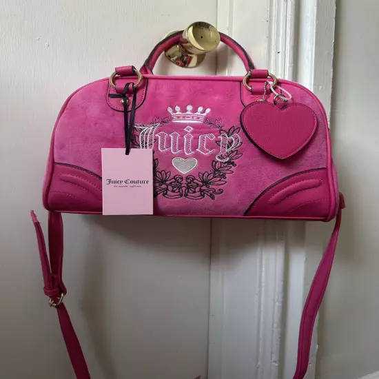 Juicy Couture Hot Pink Free Love Heritage Bowler Crossbody Bag