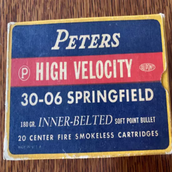 Old Peter’s High Velocity 30-06 Springfield Shell Bullet Box DuPont Remington