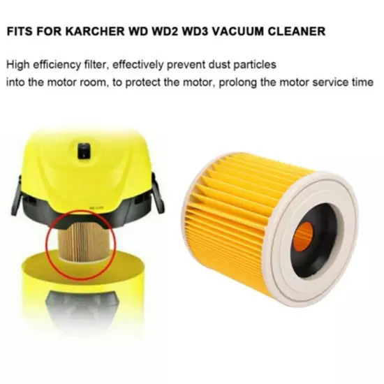 1 X Cartridge Filters For MV2 WD2.200 WD3.500 A2504 A2654 Vacuum Cleaner