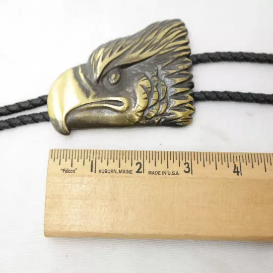 Vintage Unique Eagle Head Men's Bolo Tie Signed Ken861 18" TF