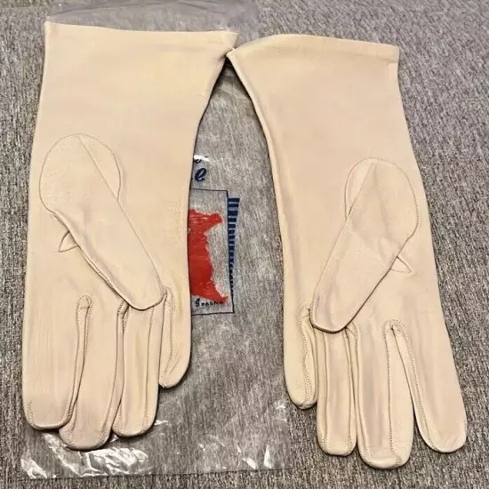 NIP BEAUTIFUL AMEDEO PEZZONE IVORY KID SKIN LEATHER VINTAGE GLOVES SIZE 7