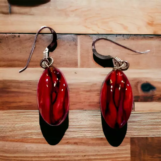 Red Semi Precious Stone Dangle Earrings