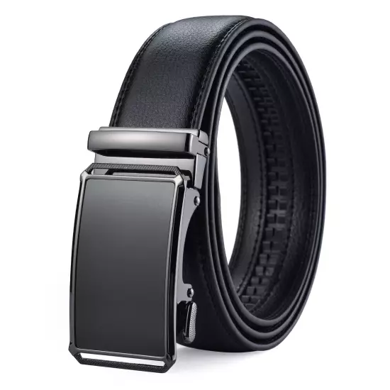 Luxury Men's Real Leather Belt Automatic Buckle Ratchet Waist Strap Jeans Dress