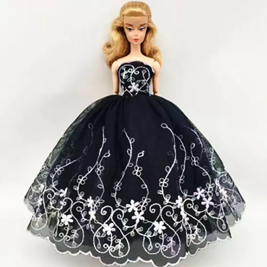 Black Style 1/6 Doll Clothes Handmade Wedding Dress 11.5" Dolls Outfits Gown Toy