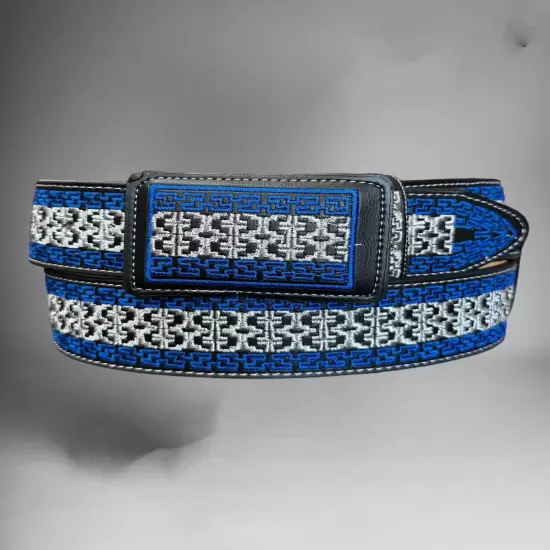 Cinto bordado Piteado Charro de piel Men’s Western Cowboy Belt Rodeo embroidered