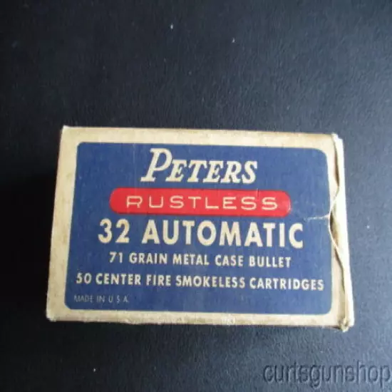 ANTIQUE PETERS RUSTLESS .32 AUTOMATIC CARTRIDGE BOX (1950's)