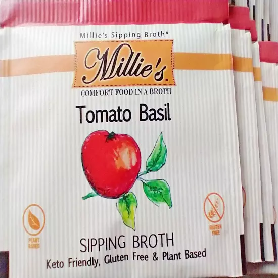 MILLIE'S Tomato Basil Sipping Broth, 24 Bags, BB 6/25