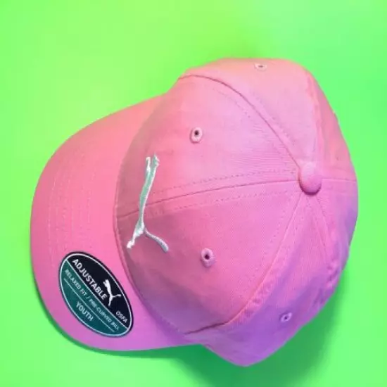 New PUMA Youth Adjustable Snapback Hat OSFA One Size Pink w/White 100% Cotton