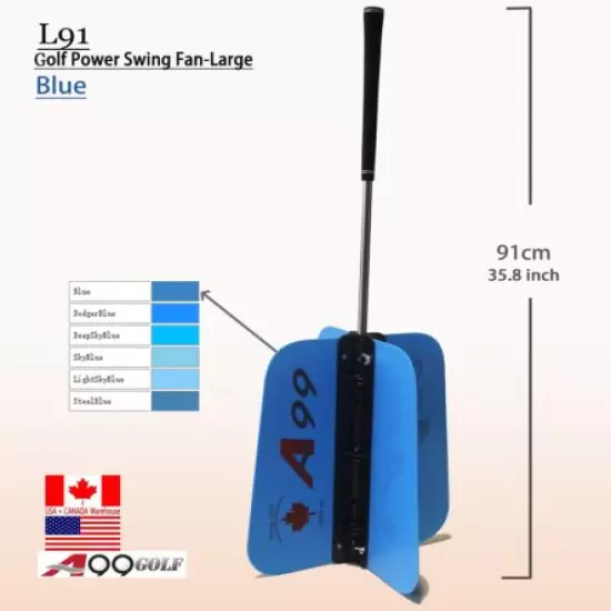 A99 Golf Power Swing Fan Training Practice Indoor Outdoor Aid (M/L, Both Handed)