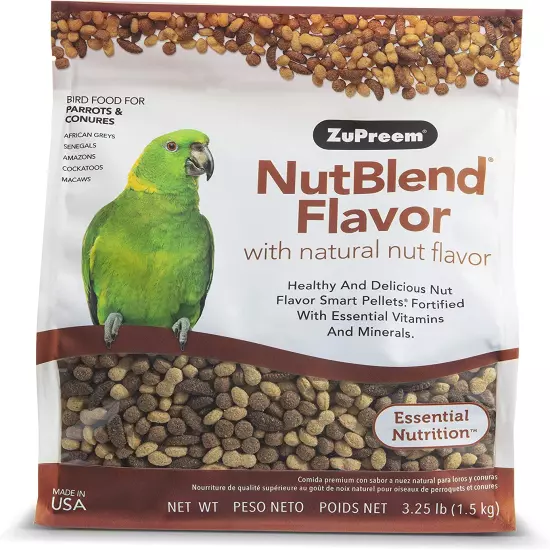 Nutblend Smart Pellets Bird Food for Parrots & Conures, 3.25 Lb - Made in USA, D