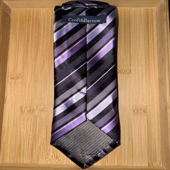 Croft & Barrow Purple Striped Polyester Tie - 58L 3.5W