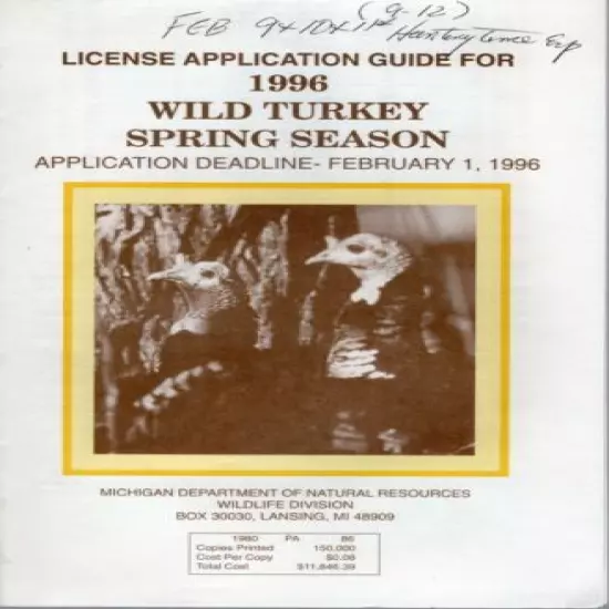 6X MICHIGAN DNR WILD TURKEY HUNTER LICENSE GUIDES DIGESTS DEER-BEAR-TURKEY-PATCH