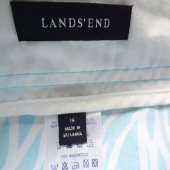 Lands' End Golf Tennis Light Blue/White Floral Cotton Belted Skorts in size 14