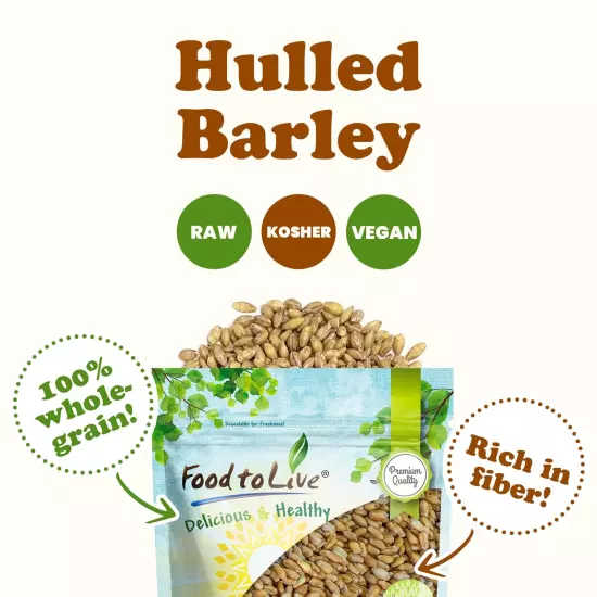 Hulled Barley Grain – 100% Whole Grain, Vegan, Great for Home Baking, Brewing