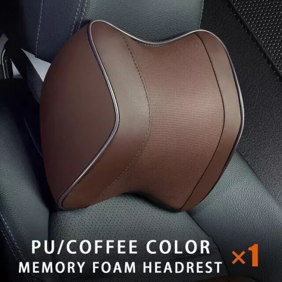 PU Leather Headrest Pillow Car Neck Rest Head Support Cushion Set Lumbar Pillow