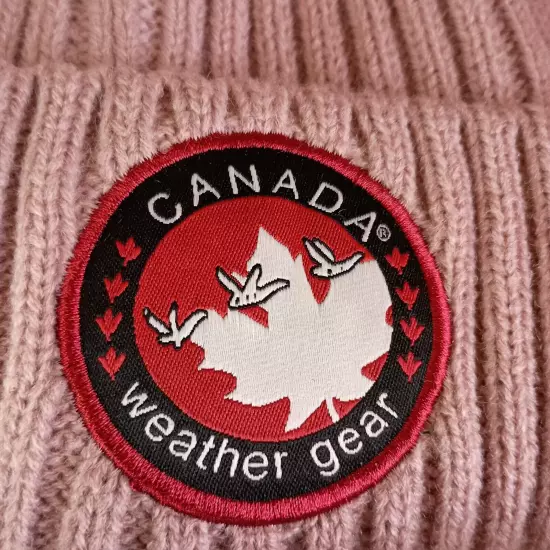 Canada Weather Gear Hat and Mittens Logo Pink Thermal Plush Lined Set NIB Winter