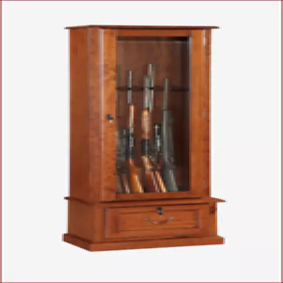 American Furniture Classics Gun Display Medium Brown Wood 3-Shelf Bookcase