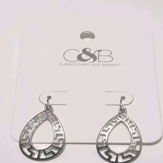 Christopher & Banks Dangle Drop Silverstone Pierced Earrings #A18