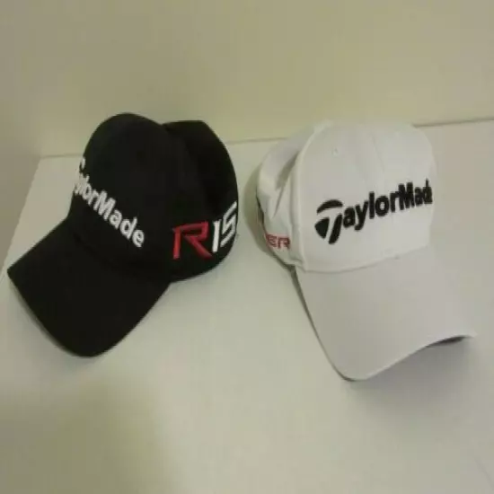 Lot of Two Taylormade Aero Burner R15 Golf Hats White Black Adult