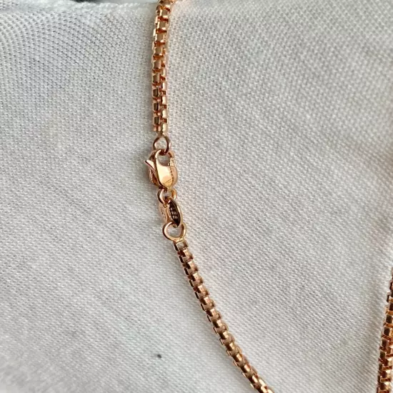 Real 14k Rose Gold 1.8mm Semi-Solid Half Round Box Chain 16 18 20 22 24 Inches