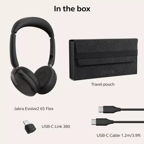 Jabra Evolve2 65 Flex - Stereo Bluetooth Headset with USB-C BT Dongle