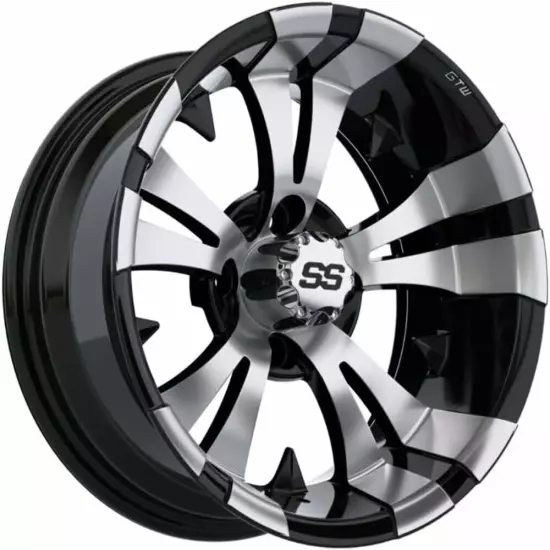 Set of 4 GTW 14" Vampire Machined/Black Golf Cart Wheels on 23" A/T Tires