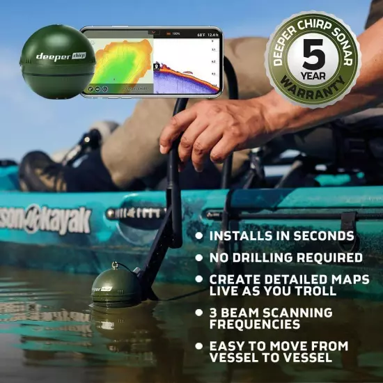 Deeper Chirp+ 2.0 WiFi GPS sonar & 2 extra item-NEW & EMS shipment with tracking