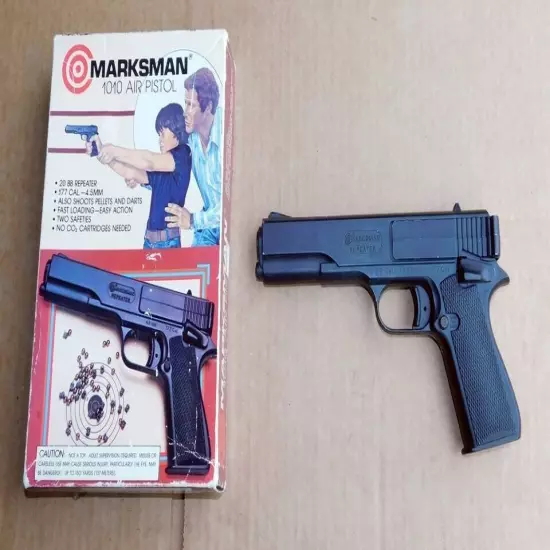 Vintage MARKSMAN 1010 Repeater Air Pistol / BB Gun + Box - TESTED WORKS