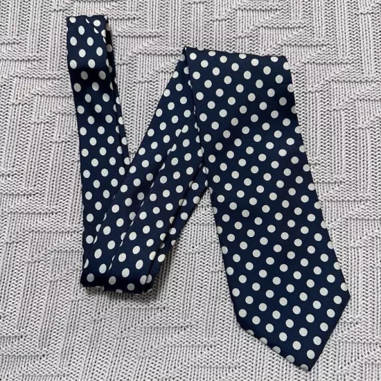 Vintage Bert Pulitzer navy polka dot silk tie