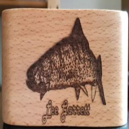 Personalized Beech Wood Business Card Holder Laser Engraved w/ Rainbow Trout 