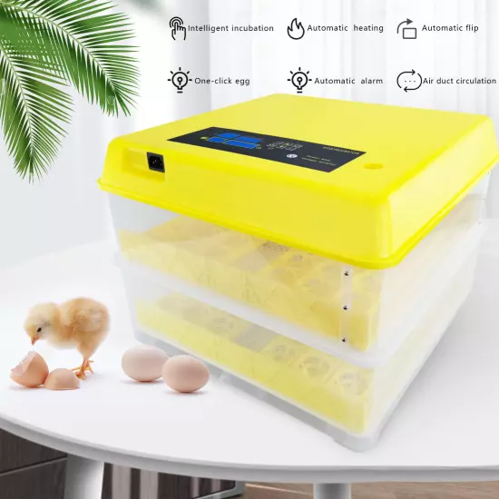 48/56/96 Digital Eggs Incubator Egg Hatcher Temperature Control Automatic 80W