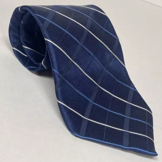 DKNY Blue 100% Silk Men’s Neck Tie Geometric Classic Adult Size Made In USA S66