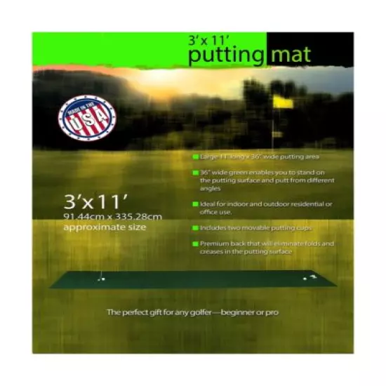 Putt-A-Bout Golf Putting Mat, 3 x 11-Feet, Green